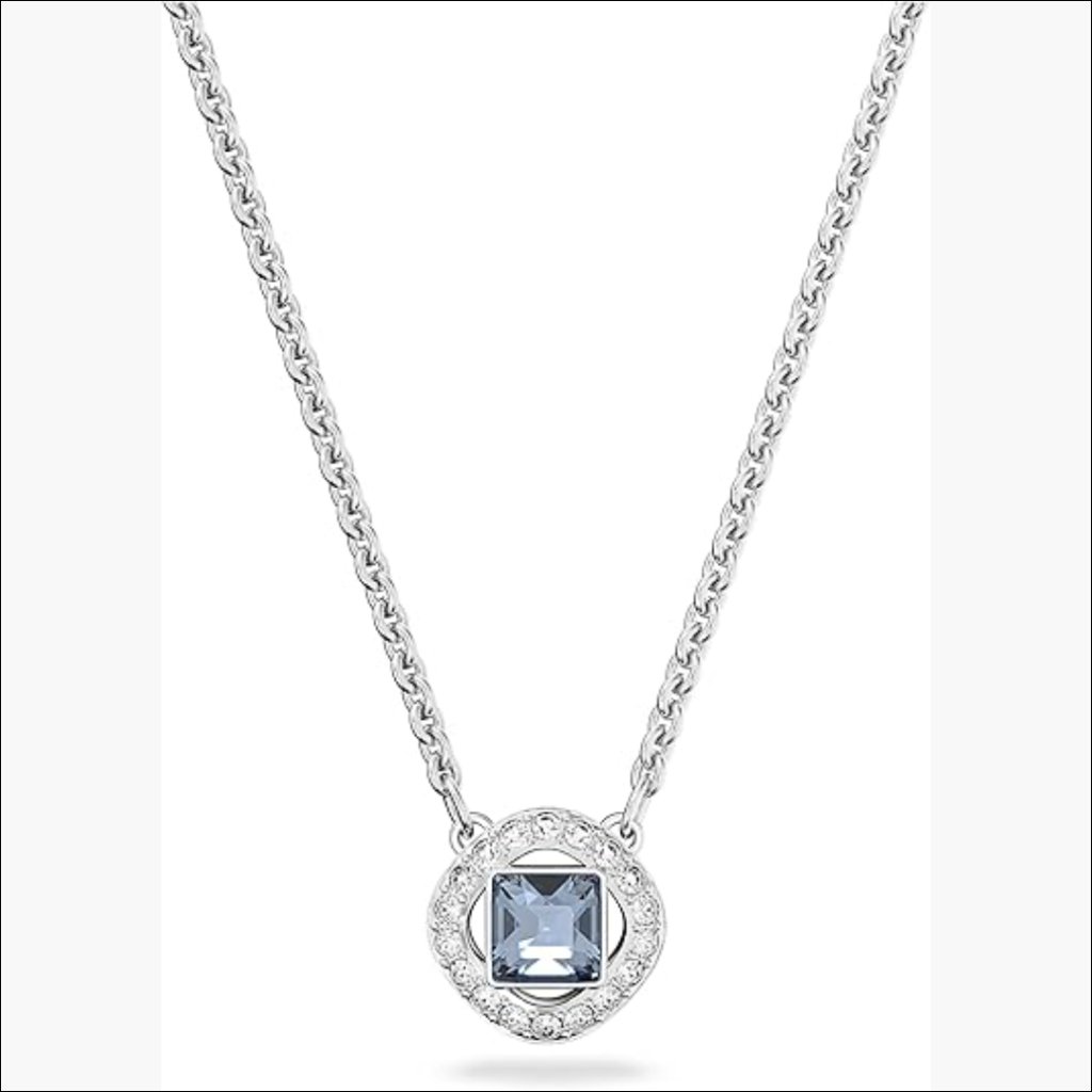 Rhodium Plated Crystal Pendant Necklace With Spring Ring Clasp